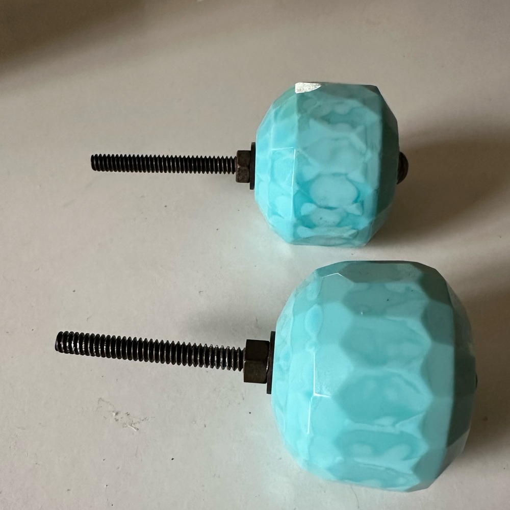 Anthropologie Ceramic Knobs in color Turquoise Set 2 - Picture 5 of 7